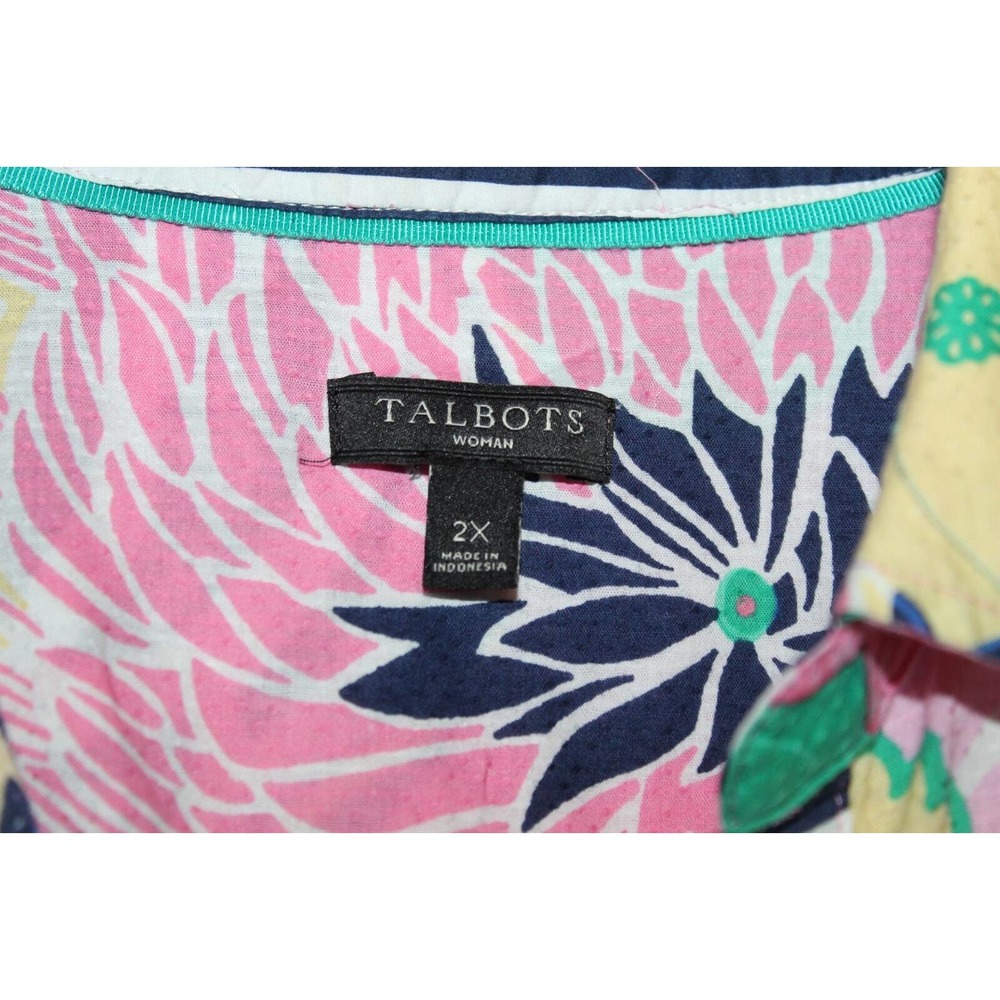 Talbots Floral Popover Textured Lightweight Top Pink Women's Plus Size 2X H14153 - Picture 5 of 12